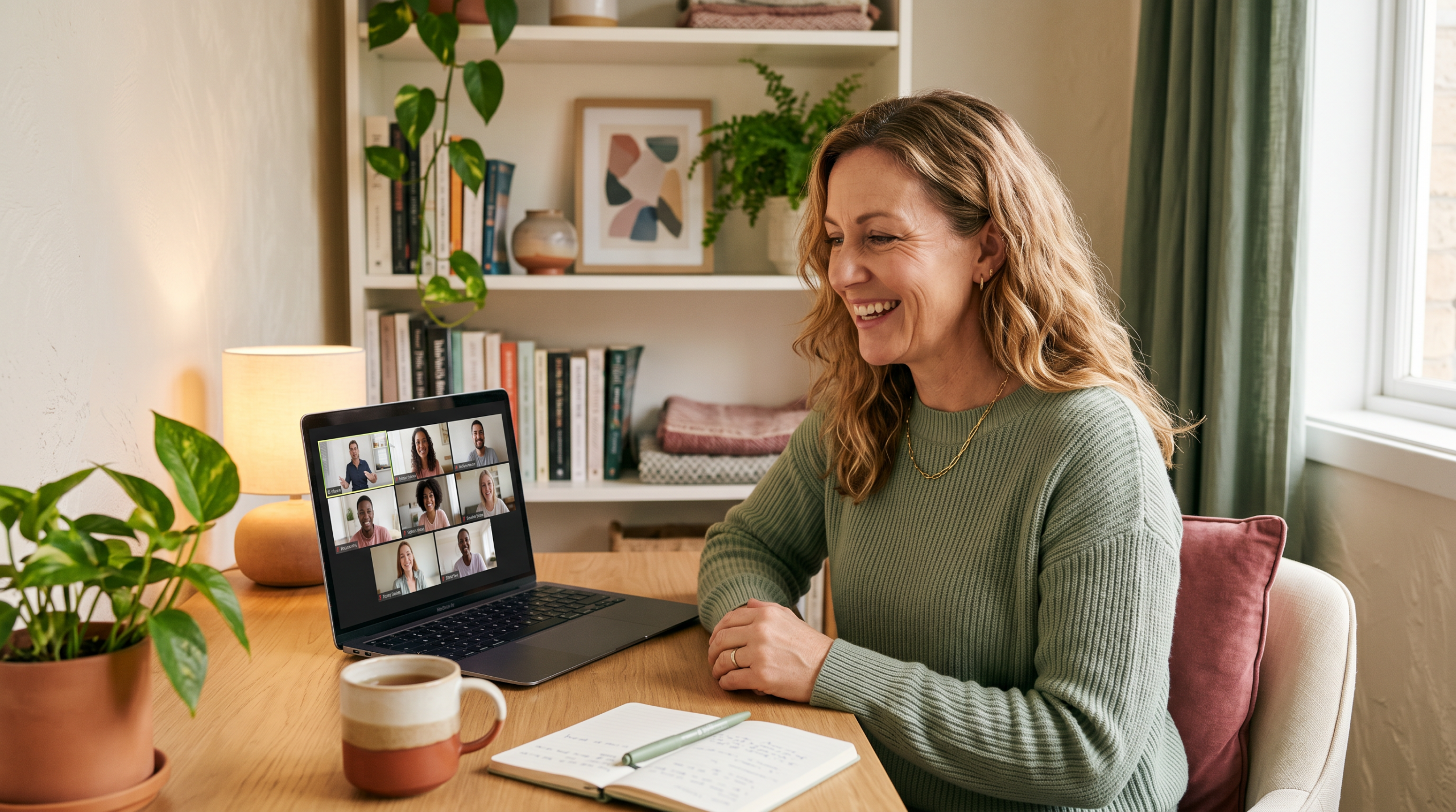 Celebrancy student in a live Zoom class with a trainer and other students